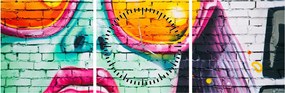 Obraz - Graffiti (z zegarem) (90x30 cm)