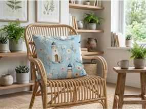 Bawełniana poszewka na poduszkę LIGHTHOUSE POLY 45x45 cm, niebieska