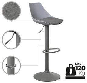 Szare hokery z imitacji skóry z regulowaną wysokością zestaw 2 szt. (wysokość siedziska 56,5 cm) – Casa Selección