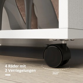 HOMCOM Szafa na Kółkach, Mobilna Garderoba, Szafa Garderobiana, Ruchoma Szafa na Ubrania, 80 x 40 x 128 cm, Biały