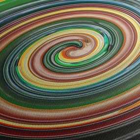 Abstrakcyjny obraz - kolorowa spirala (z zegarem) (90x30 cm)
