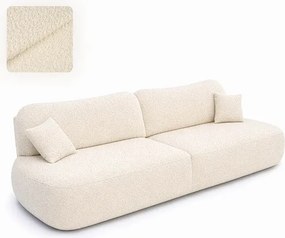Sofa AVERIO Rozkładana Dwuosobowa Kremowa Boucle Japandi