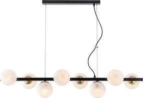 Lampa wisząca Adrian z czarnego lakierowanego i brązowionego żelaza, 8 lamp, dł. 121 x 30, BL278-8-NR