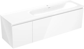 Mexen Orio szafka łazienkowa 160 cm z umywalką Vela prawą, 1S, 1D, biała połysk - 91A13-16047-3-BBFF00-W23P00