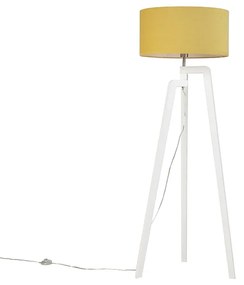 Nowoczesna lampa podłogowa biała z abażurem w kolorze kukurydzy 50 cm - Puros Nowoczesny Oswietlenie wewnetrzne