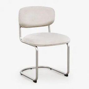 Krzesło Jadalniane Tapicerowane Tkaniną I Żelazem Vasiris Tkaniny Distressed White - Sklum