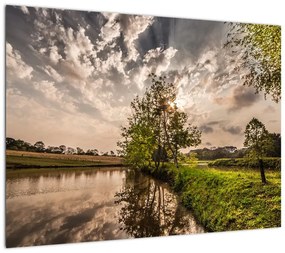 Obraz na szkle - natura z promieniami (70x50 cm)