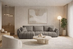 Narożnik z funkcją spania i pojemnikiem TOKYO PREMIUM, tkanina Wind, Brązowoszary, Lewy