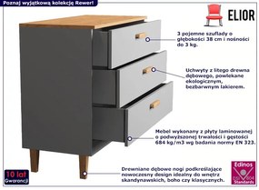 Komoda z szufladami na nóżkach szary + hikora dąb