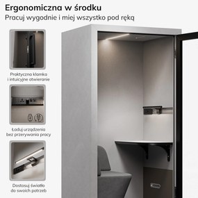 Budka akustyczna do biura INBOX 1-osobowa 2100 x 1100 x 900 mm
