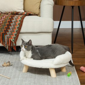 PawHut Łóżko dla psa kota z odpinanym pokrowcem Miękkie wygodne legowisko kremowo białe 47x47x20cm | Aosom PL