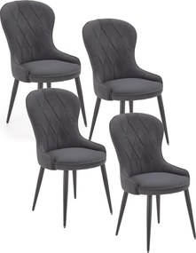 Komplet popielatych pikowanych krzeseł 4 szt. C9-F60