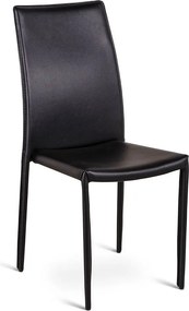 Komplet 4 zabytkowych krzeseł do jadalni "Fiordaliso" ze skóry ekologicznej w kolorze czarnym, 41x42 cm, wysokość 95 cm.