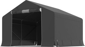 Outsunny Przenośny domek ogrodowy, namiot na rowery, rolowane drzwi na zamek błyskawiczny, metalowy stelaż, wszechstronne przechowywanie, ciemnoszary | Aosom PL