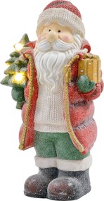 HOMCOM Figurka świąteczna z choinką i prezentem, 3 ciepłobiałe LEDy, na baterie, 50 cm | Aosom PL