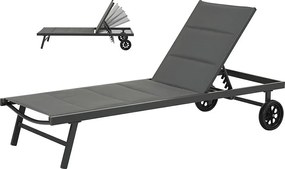 Pikowany leżak z tekstylenu i aluminium "Bella" - Phoenix - Ciemnoszary