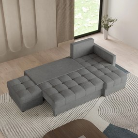 Masseno Narożnik LUMARI z funkcją spania i pojemnikiem na pościel Narozniki L, Rozkładana sofa - Szary, NEVE 90