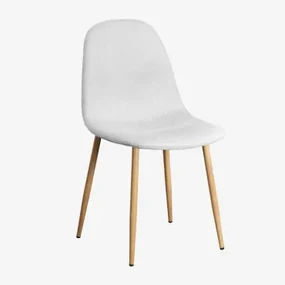 Zestaw 4 Krzeseł Do Jadalni Glamm Drewno Naturalne & Tkaniny Distressed White - Sklum