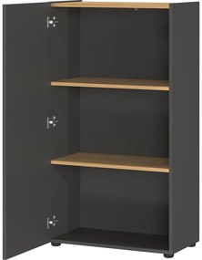 Antracytowy regał w dekorze dębu 61x110x34 cm Adrano – Germania