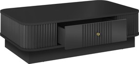 Stolik kawowy Vesper 103x60 cm z szufladą na cokole - czarny / złoty uchwyt