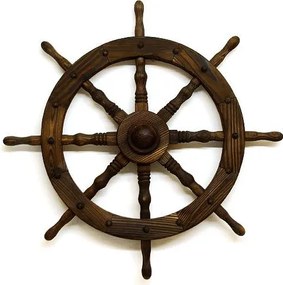 Koło sterowe drewniane Garth - stylowa rustykalna dekoracja 80 cm