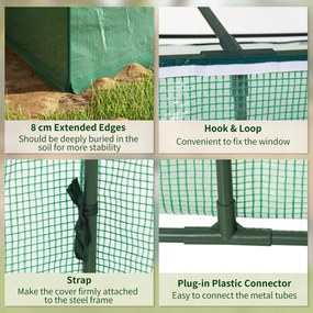 Outsunny Szklarnia foliowa z oknem, tunel ogrodowy z ochroną UV, szklarnia na pomidory, inspekt, do ogrodu, balkonu, 180 x 92 x 92 cm, zielony