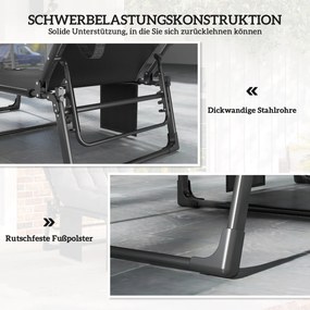 Outsunny Leżanka składana szeroka leżanka ogrodowa z 5-stopniowo regulowanym oparciem, wyściełaną matą, zagłówkiem, kieszenią boczną | Aosom PL