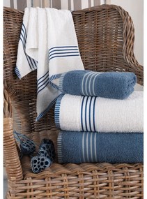 Biało-niebieskie bawełniane ręczniki zestaw 4 szt. – Mila Home