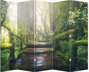 Parawan - Drewniane schody w lesie (210x170 cm)