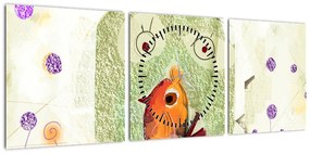 Obraz- Dusza ptaka (z zegarem) (90x30 cm)