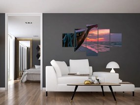 Obraz łodzi na brzegu (125x70 cm)