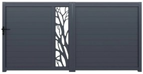 Brama przesuwna z antracytowego aluminium półażurowa z wzorem szer. 400 x wys. 179 cm do złożenia - LABRIT II