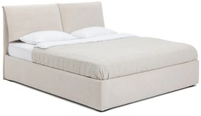 Beżowe tapicerowane łóżko dwuosobowe ze schowkiem z materacem i stelażem 160x200 cm Thessa Pillow – Bonami Selection