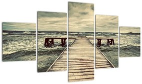 Obraz drewnianego molo na morzu (125x70 cm)