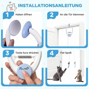 PawHut Interaktywna zabawka dla kota USB ładowalna, Zawieszana na drzwi Skacząca mysz dla kotów, 24,1 x 13,8 x 6,6 cm Biała | Aosom PL