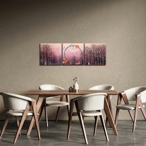 Obraz - Jeleń w blasku zachodzącego słońca (z zegarem) (90x30 cm)