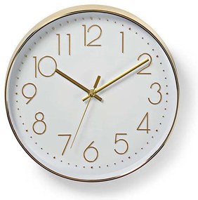 Nedis CLWA015PC30GD - Zegar ścienny 1xAA biały/złoty