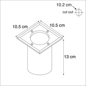 Zewnetrzna Oświetlenie punktowe wpuszczane stalowe 10,5 cm IP65 - Basic Square Nowoczesny Oswietlenie zewnetrzne