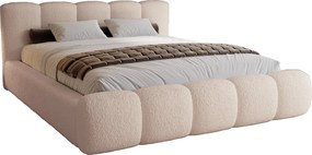 Łóżko tapicerowane 180x200 cm Ravello - łóżko z pojemnikiem, stelaż metalowy - tkanina boucle beżowy (Lambi 6)