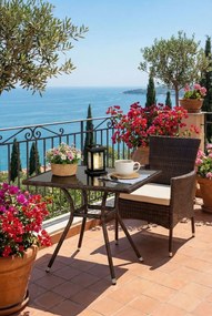 Szklany stół ogrodowy rattanowy H6-R36