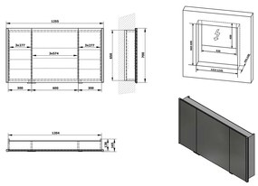 Szara szafka łazienkowa 126x70 cm Integra – Sapho