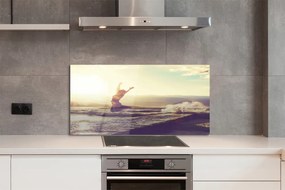 Szklany Panel Kobieta nad Jeziorem pod Chmurami