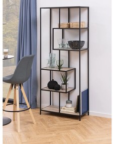 Czarno-naturalny regał w dekorze dębu 77x185 cm Seaford – Actona
