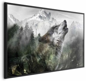 Plakat Wyjący wilk 42x29,7 cm z ramą czarną bez marginesu ARTGEIST B