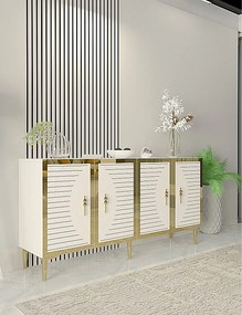Komoda – 150 cm x 75 cm x 32 cm – biało-złota – MDF