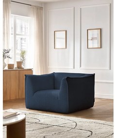Ciemnoniebieski fotel z materiału bouclé Giorgia – Bobochic Paris