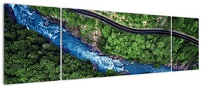 Obraz - Rzeka między górami, Kaukaz, Rosja (170x50 cm)