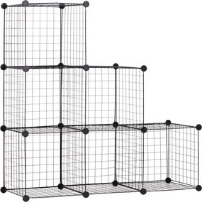 HOMCOM Regał z metalowych kostek, Dostosowywalna szafa na ubrania, książki, zabawki, elastyczny, 109L x 37B x 109H cm, Czarny