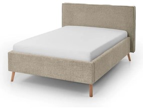 Beżowe tapicerowane łóżko dwuosobowe ze schowkiem i stelażem 140x200 cm Riva – Meise Möbel
