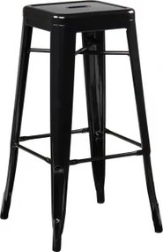 Zestaw 4 Wysokich, Stalowych, Sztaplowanych Stołków Lix Czarna & ↑75 Cm - Sklum